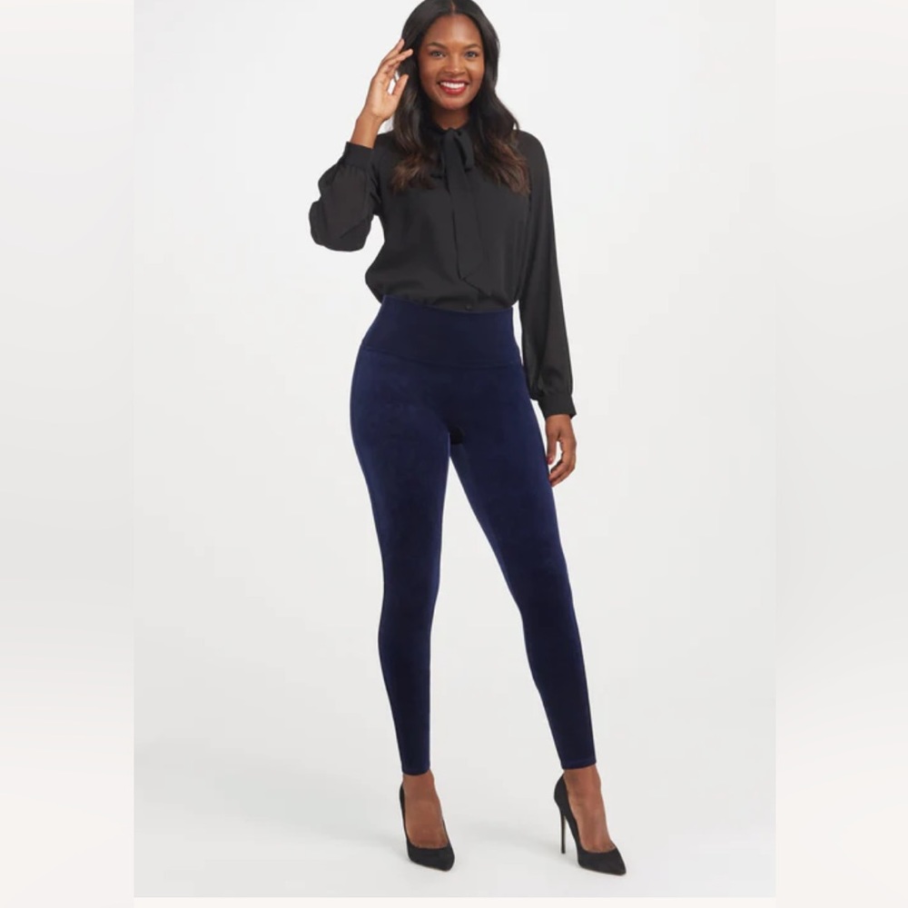 SPANX velvet dark blue leggings